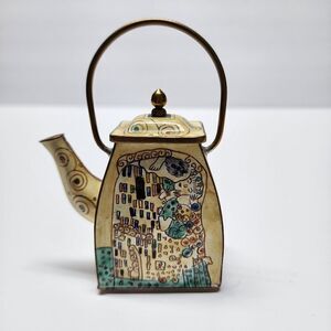 Vintage Enamel on Copper Empress Arts Miniature Teapot